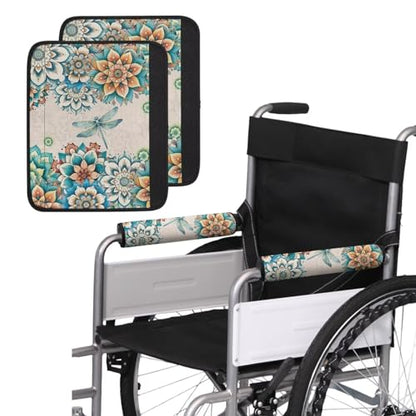 Wheelchair Armrest Covers Boho Dragonfly Wheelchair Accessories Chair Arm Pads Universal for Wheelchair Armrests Office Transport Chairs Scooters - color: Boho Dragonfly