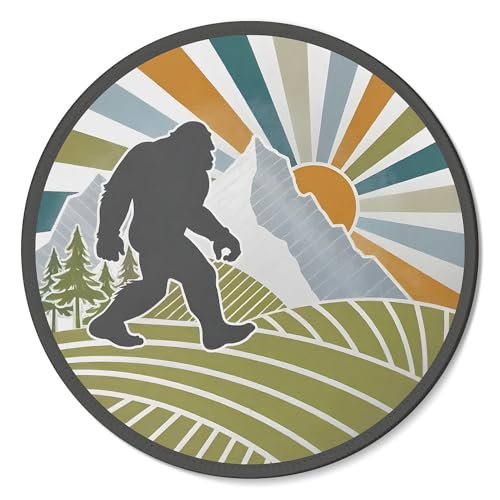 Boho Colourful Bigfoot Gifts Round Mousepad, Retro Bigfoot Walk in The Forest Mountain Mouse Pads for Desk Home Office Computers Laptop Accessories, Funny Office Decor for Women, 7.9x7.9 Inch - color: 05 Color