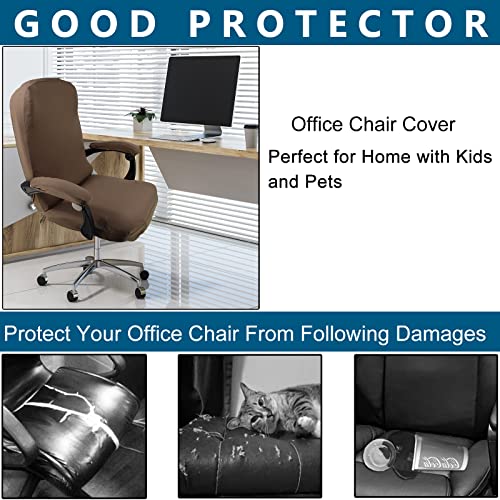 WOMACO Office Chair Covers, Stretch Computer Chair Cover with Armrest Covers, Universal Boss Chair Covers Modern Simplism Style High Back Chair Slipcover (Light Brown, Large) - color: 1-light Brown