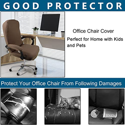 WOMACO Office Chair Covers, Stretch Computer Chair Cover with Armrest Covers, Universal Boss Chair Covers Modern Simplism Style High Back Chair Slipcover (Light Brown, Large) - color: 1-light Brown