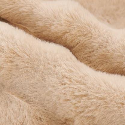 vctops 3 Pieces Faux Rabbit Fur Sofa Armrest Cover for Recliner Chair Non Slip Fluffy Furry Headrest Cover Soft Fuzzy Couch Cover for Dogs Washable Furniture Protector (Khaki,1 Seat) - color: Khaki