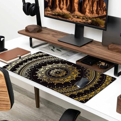 Large Extended Gaming Mouse Pad with Stitched Edges, Non-Slip Waterproof Rubber Base Mouse Pad for Office, Computer, Keyboard, Laptop and Home Desk Pad 31.5X15.7 Inch Mandala Pattern - color: Mandala Pattern, size: 31.5L x 15.7W inches