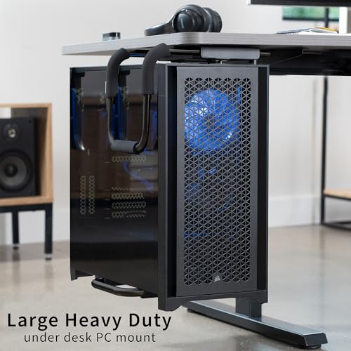 VIVO X-Large Heavy Duty Adjustable Under-Desk Mount, Home and Office Computer CPU Tower Stand with Secure Locking, Holds up to 66 lbs, Black, MOUNT-PC04B-L - size: X-Large