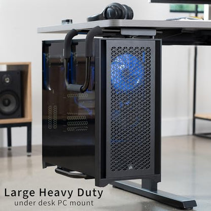 VIVO X-Large Heavy Duty Adjustable Under-Desk Mount, Home and Office Computer CPU Tower Stand with Secure Locking, Holds up to 66 lbs, Black, MOUNT-PC04B-L - size: X-Large