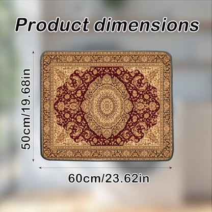 Nuxovilar Red Persian Medallion Rug Dryer Cover for the Top, Non-slip Washer & Dryer Protector, 23.62"x19.68" Dust-proof Washing Machine Mat, Diatom Mud Polyester Top Pad for Laundry Room - color: YYE08150