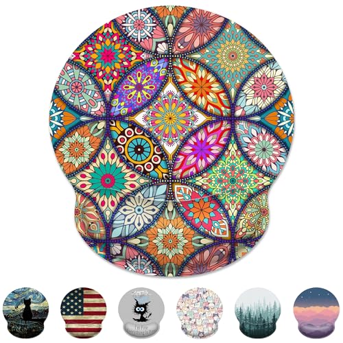 Ergonomic Mouse Pad with Wrist Support,Boho Modern Art Mouse Pad with Wrist Rest,Relieve Wrist Pain Mousepad Non-Slip Rubber Base,Mouse Pads for Desk,Computers,Laptop,Office,Gaming,Accessories - color: Boho Modern Art