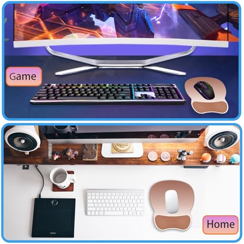 Ergonomic Mouse Pad with Wrist Rest, Comfortable Gel Concave Mouse Pad | Pain Relief Mouse Pads with Smooth Wrist Support for Office & Home Gradient Light Brown - color: Gradient Light Brown