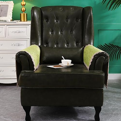 MINJIATEX Couch arm Covers,Non-Slip lace Sofa arm Covers Set of 2 Washable Sofa armrests Covers for Living Room Recliner Chair arm Cover Protectors for Leather Sofa armrest slipcover (GYDF-Green) - color: Gydf-green