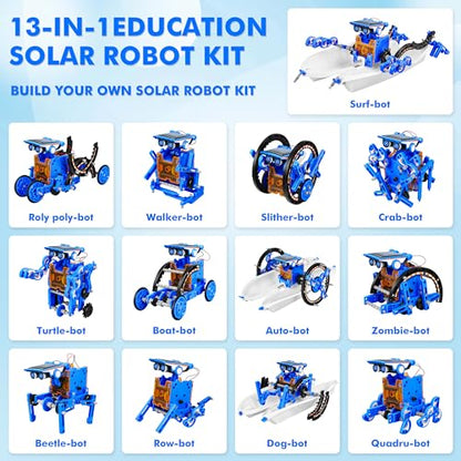 STEM 13-in-1 Education Solar Power Robots Toys for Boys Age 8+ , Educational Toy DIY Science Kits for Kids, Building Experiment Robotics Set Birthday Gifts for 8+ years old boys and girls . - color: Dark Blue