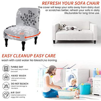Eco-Ancheng Chair Slipcover, Removable Armless Accent Chair Cover, Polyester and Spandex, Print, Modern, Durable, Machine Washable, Chair Slipcover for Living Dining Room Hotel - color: A2