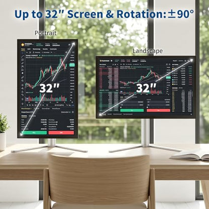 Aluminum Monitor Stand with Spring-Adjustable Height, Vesa Mount with Full Tilt, Swivel & Rotation, Only for 4.8-7.8LB Monitor Weight Range - size: Only for 4.8-7.8LB Monitor