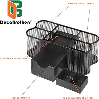 Deco Brothers Desk Organizers Pen Holder Office Caddy Storage, Black - color: Black