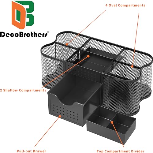 Deco Brothers Desk Organizers Pen Holder Office Caddy Storage, Black - color: Black