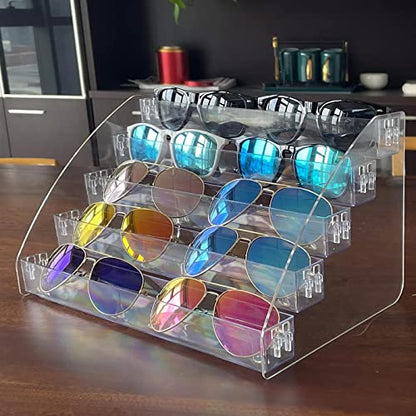 Sunglasses Organizer Clear Eyeglasses Display Case Sticker Display Tray Box For Glasses Tabletop Holder Stand (5 layer) - style: 5t