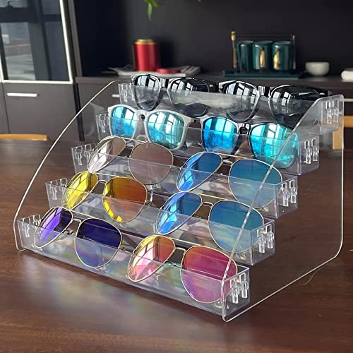 Sunglasses Organizer Clear Eyeglasses Display Case Sticker Display Tray Box For Glasses Tabletop Holder Stand (5 layer) - style: 5t
