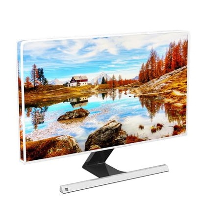 Autumn Farmhouse Waterproof 22, 23, 24, 25 Inch Anti-Static Dustproof LCD/LED/HD Seasonal Scenery Landscape Trees Lake Full Body Cover for Computer Screen Panel Case Computer Sleeve - color: brown blue, size: 22-25 Inch