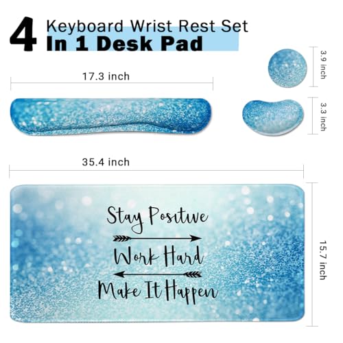 Large Mouse Pad and Keyboard Wrist Rest, Desk Pad for Keyboard and Mouse, 4-in-1 Large Gaming Mouse Pad with Wrist Support for Home Office Study Game-Stay Positive - color: Stay Positive