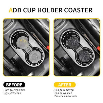 Cup Holder Inserts Coaster Compatible with 2012-2017 Jeep Wrangler JK 2/4 Door Accessories, Center Console Cupholder Pad, Non-Slip Drink Liner, Original Design, TPE, 2-Pcs Front Only - size: 2 Pack for JK Front