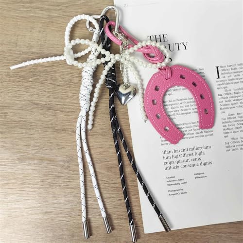 Designer Rope Bag Charms for Handbag Y2k Accessories Purse Charm Hanging Ornament Backpack Charm - color: Pink Horseshoe