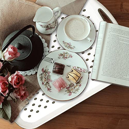 17.7" x 12.5" Anti-Slip Serving Trays with Handles, 3 Pcs X-Large Rectangular Food Serving Tray for Lap, Food Trays for Eating on Couch, Breakfast Tray, Reusable and Durable, White - color: White