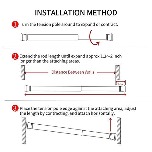 AIJIEGUANG Spring Tension Curtain Rods 28-43in Spring Load Adjustable Expandables Heavy Duty Steel Small Short Tension Curtain Rod for Windows,Kitchen,Doorway,Bathroom,Cupboard Bars
