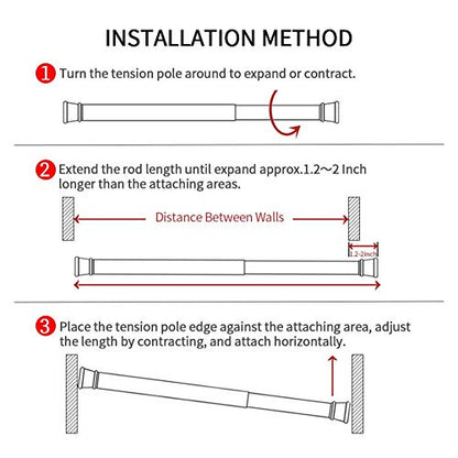 AIJIEGUANG Spring Tension Curtain Rods 28-43in Spring Load Adjustable Expandables Heavy Duty Steel Small Short Tension Curtain Rod for Windows,Kitchen,Doorway,Bathroom,Cupboard Bars