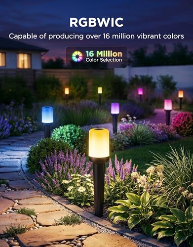 Govee Outdoor Cylinder Pathway Lights, 8 Pack, 425lumens, IP67 Waterproof | 60+ Preset Scene Modes, Outdoor Decor for Path, Patio, Garden, Lawn, Compatible with Alexa, Google Assistant, Matter
