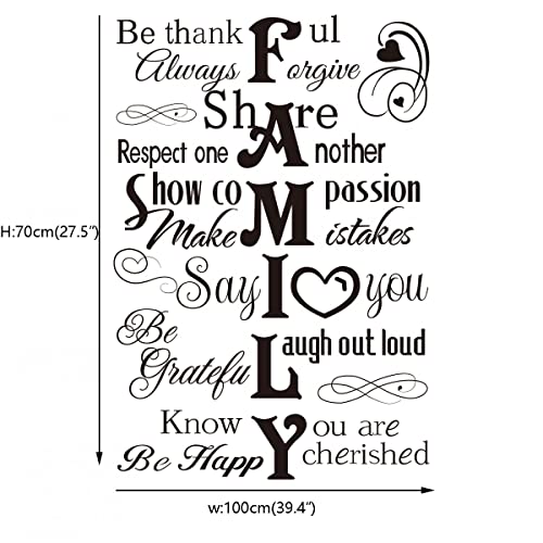 Runtoo Family Saying Wall Art Stickers Inspirational Quotes Wall Decals Living Room Bedroom Home Decor - color: Black Family Quotes