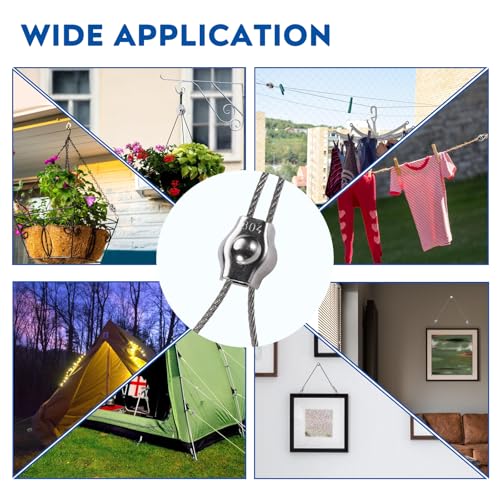 20PCS 5/32 Inches M4 304 Stainless Steel Wire Rope Cable Clip Clamp, Reusable Simplex Single Bolt Wire Rope Clips for 1/8Inch (1.5mm-3mm) Diameter Wire Cable/Wire Rope, Wire Clamp Tool for Outdoors - size: 20PCS-M4(3mm-4mm)