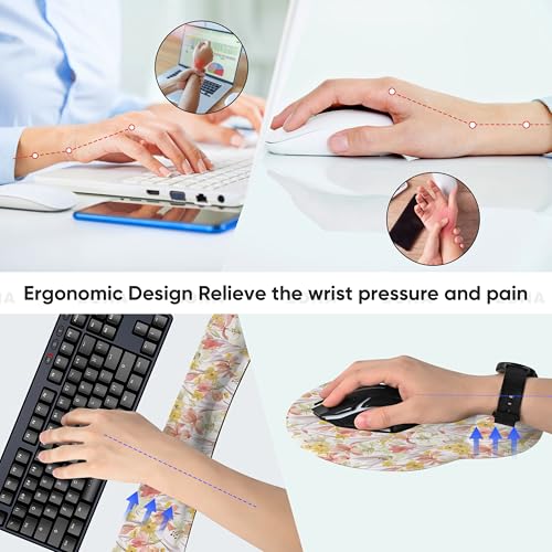 RICHEN Wrist Rest Support for Mouse Pad&Keyboard Set, 3-in-1 Computer Mousepad,Keyboard Wrist Rest and Coaster Set, Non-Slip Keyboard Wrist Rest and Mouse Pad Set Ergonomic Design (YKMWR-63) - color: Ykmwr-63