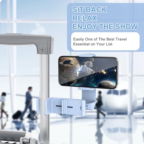Perilogics Airplane Phone Holder Mount Universal in Flight Hands Free Viewing with Multi-Directional Dual 360 Degree Rotation (Blue) - color: Blue