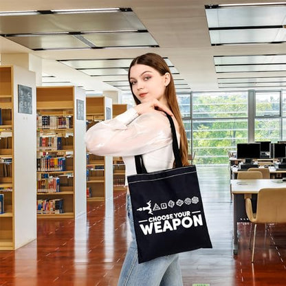 BDPWSS Choose Your Weapon Tote Bag Tabletop Role Playing Gamer Gift Dragons D20 RPG Gaming Gift
