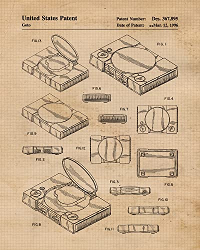 Classic Video Game Console Controller Patent Prints, 4 (8x10) Unframed Photos, Wall Art Decor for Home Work Office Gaming Tech Play Station Lounge Robotics Gears Online Shop School Student Teacher