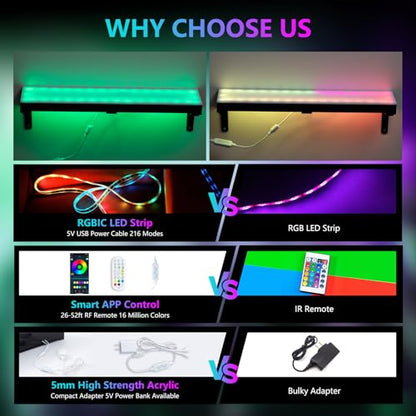 2 Pack Led Lighted Liquor Bottle Display Shelf, 20 Inch 1 Tier Wall Mounted Whiskey Rack, Bar Stand with RF Remote & App Control, Illuminated Acrylic Lighting Shelves for Home Bar, Party - size: 24"
