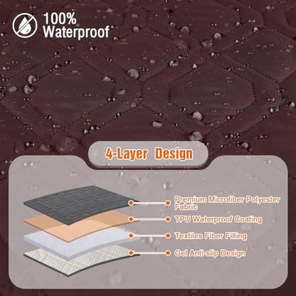 VANSOFY Loveseat Recliner Cover with Console 100% Waterproof Sofa Slipcovers Non-Slip Reclining Couch Cover Split Sofa Covers Furniture Protector for Pets, Dogs(Coffee) - color: Coffee
