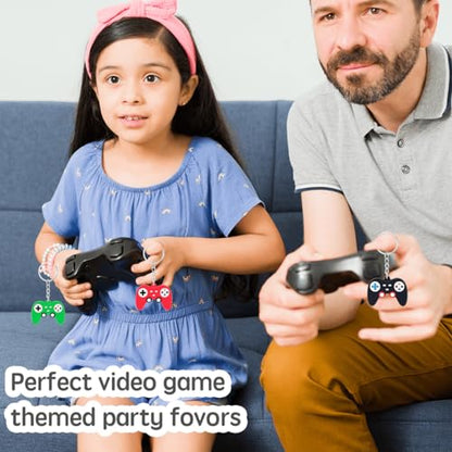 EAEDMY 24PCS Video Game Party Favors, Mini Game Controller Keychains, Goodie Bags Keychain, Game Controller Theme Gift for Child Birthday Party, 8 Colors (48pcs) - color: 48pcs