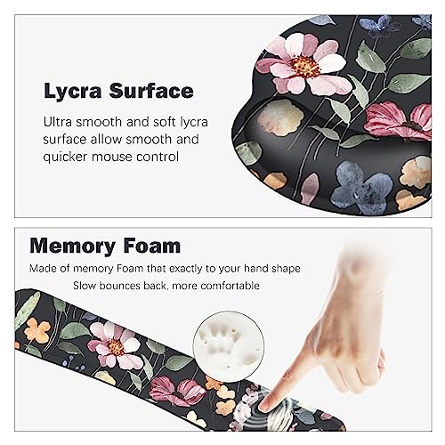 ARTSO Desk Mat, Large Gaming Mouse Pad Wrist Support Set, Ergonomic Keyboard Wrist Rest Desk Pad with Coaster Combo, Extended Mousepad with Non-Slip for Home Office, Flowers Plants - color: Flowers Plants