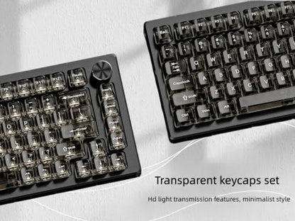 dagaladoo Clear keycaps,Transparent Keyboard keycaps,Jelly Key caps Set,Shine Through keycap，MDA Profile Keyboard caps for Mx Switches Mechanical Keyboard(Black) - color: Black