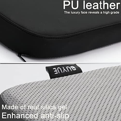 BUYUE 14" Metal Chair Cushion with Magnetic 1 Piece, Luxury PU Leather Waterproof Anti-Slip Seat Pad for Kitchen Cafe Dining Bistro Stackable Chairs (U-Shape, Black, 1) - color: Black, style: U-shape-1 Pcs