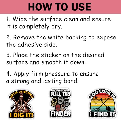 SODAVA (10Pcs, 3in) Metal Detecting Sticker Pack, Funny Detectorist Waterproof Vinyl Decals, Treasure Hunting Hobby Stickers for Laptop Water Bottle Toolbox Journal Outdoor Adventure Gifts - color: Metal Detecting