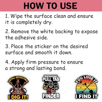 SODAVA (10Pcs, 3in) Metal Detecting Sticker Pack, Funny Detectorist Waterproof Vinyl Decals, Treasure Hunting Hobby Stickers for Laptop Water Bottle Toolbox Journal Outdoor Adventure Gifts - color: Metal Detecting