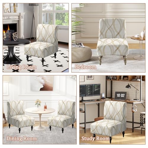 FUANGUI Armless Accent Chair Cover Slipcover, Stretch Spandex Chair Covers for Living Room Removable Washable for Armless Chair Furniture Protector - color: A6, size: 2pcs