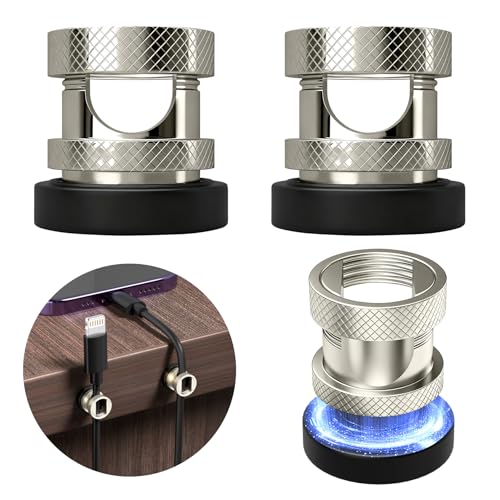 Maveek Metal Magnetic Cord Holder, Magnet Cable Clips Stainless Steel Adjustable Cord Organizers for Desk Nightstand Car Office Charging Wires USB C Laptop Earphone Audio Cords (4 Pack) - color: Silver, size: 4Pcs