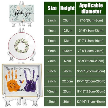 LonlyEagle 12 Pack 4 Inch Clear Plastic Easels or Stand/Plate Holders to Display Pictures or Other Items at Weddings, Plate Stands for Home Decoration, Birthdays, Tables - size: 4 inch