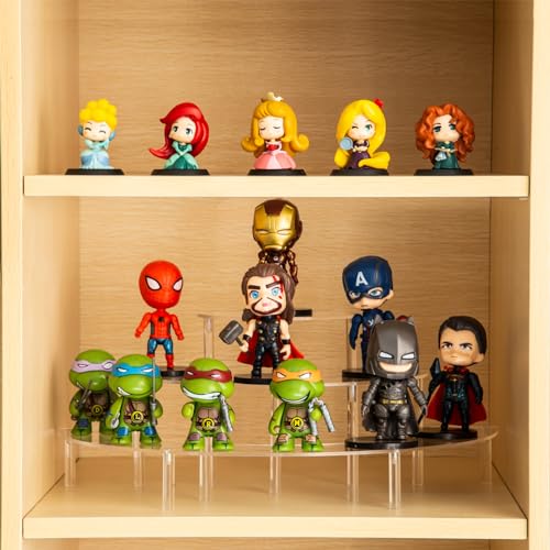 HENABLE Acrylic Display Riser - 3 Tier Clear Cupcake Stand, Perfume Organizer, Half Moon Dessert Stand, Shelf for Food, Amiibo Funko POP Figure Display