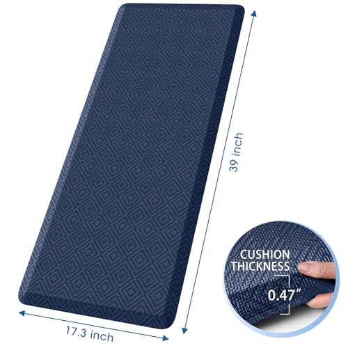 Mattitude Kitchen Mat Cushioned Anti-Fatigue Floor Mat Water Resistant Non-Slip Mats and Rugs Standing and Comfort Desk Mats for House Sink Office Laundry (Blue, 17.3"x39") - color: Blue, size: 39"L x 17.3"W x 0.5"Th