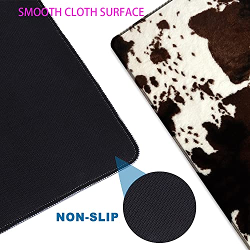 Large Gaming Mouse Pad + Mouse Wrist Rest Pad + Coaster Combination, 31.5 "x 11.8" Durable Non-Slip Extension Table Mat, Suitable for Office and Home, Cow Hide Print - color: Cow Hide Print