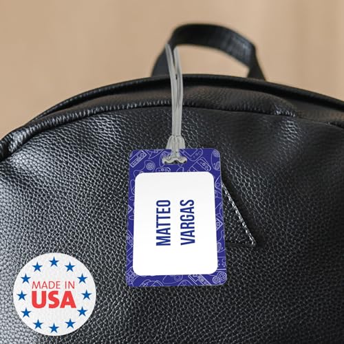Personalized Gamer Luggage Tag / 2.75" x 4" Custom Blue Video Game Bag Tag/Double Sided Durable Plastic Luggage Tag with Plastic Strap/Made in The USA - style: Gamer