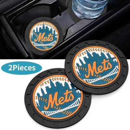 Car Cup Holder Coasters for New York Met Baseball Fans, Met Car Coasters for Cup Holder Insert Silicone Non-Slip - color: 11m12ets