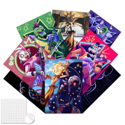 Pounchi Horror Video Game Posters (8 Pcs 11.2" x 16.5") with Glue Dots | Cartoon Gaming HD Printing Poster, Unframed Version for Room Bedroom Club Wall Art Decor for Teens